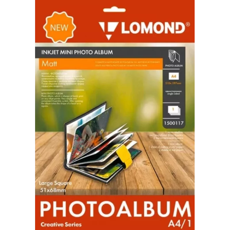Mini álbum de fotos Lomond Large Square Mate, 51×68 mm — para copias pequeñas, páginas mate