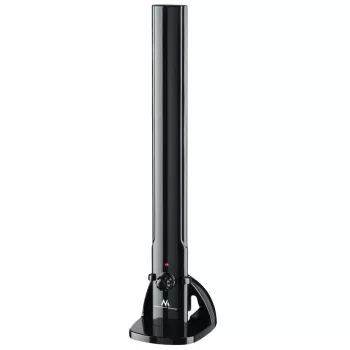 Antena de TV interior MACLEAN MCTV-930 — DVB-T, VHF 87,5–230 MHz, UHF 470–790 MHz, VHF 26 dB / UHF 28 dB, 75 Ω, negra