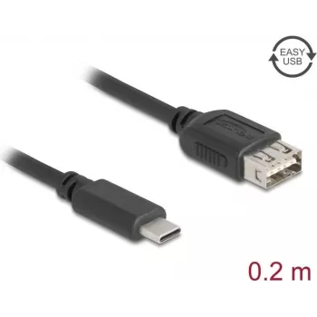 Cable USB DELOCK 81534 — USB C a USB A, USB 2.0, 0,2 m, negro