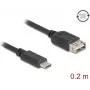 Cable USB DELOCK 81534 — USB C a USB A, USB 2.0, 0,2 m, negro