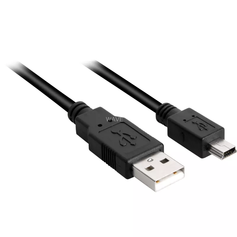 Cable USB 2.0, conector macho USB-A > conector macho Mini-USB (negro, 1,0 metros, doble apantallado)