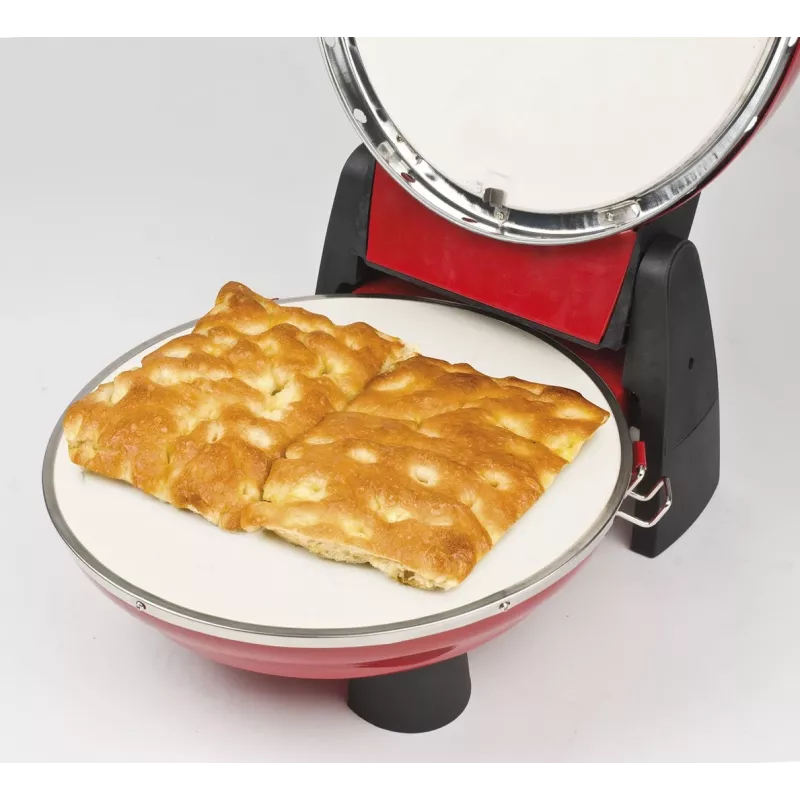 Máquina de pizza G3FERRARI G10032 – 1200 W, Superficie de piedra, máx. 400 °C, Pizza de 31 cm, Temporizador mecánico, Roja