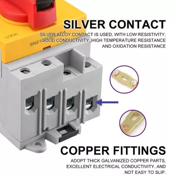 Qoltec 52611 Seccionador DC con función de bloqueo | interruptor principal | 1200 V | 32 A | 8 kV | 4P
