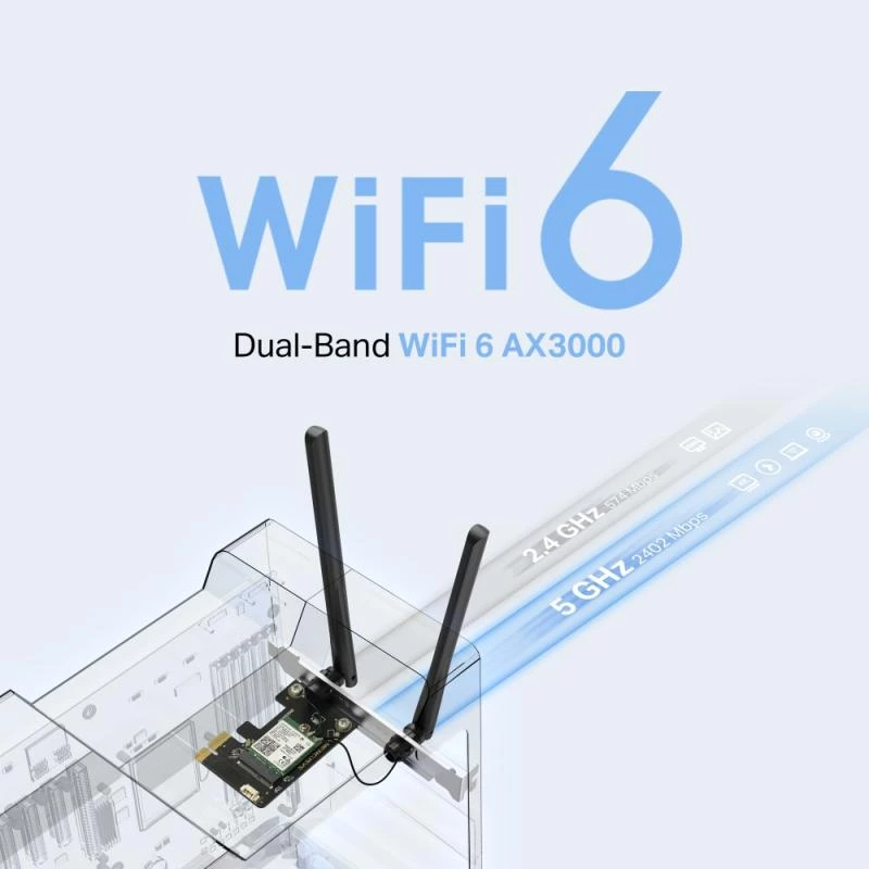 Adaptador Express Mercusys WL-PCI AX3000 Dual-Band Bluetooth (MA80XE)