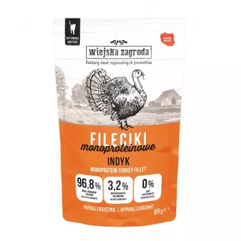 WIEJSKA ZAGRODA filetes de pavo monoproteicos – alimento húmedo para gatos – 85 g