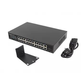 Switch no gestionado LANBERG RSGE-24P-2GE-2S-360 con 24 puertos Ethernet RJ-45
