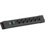 Regleta de enchufes Bachmann CONNECTUS con 6 tomas CEE7/3, 1 interruptor, cable de 2,0 m, conector macho CEE7/7, negra