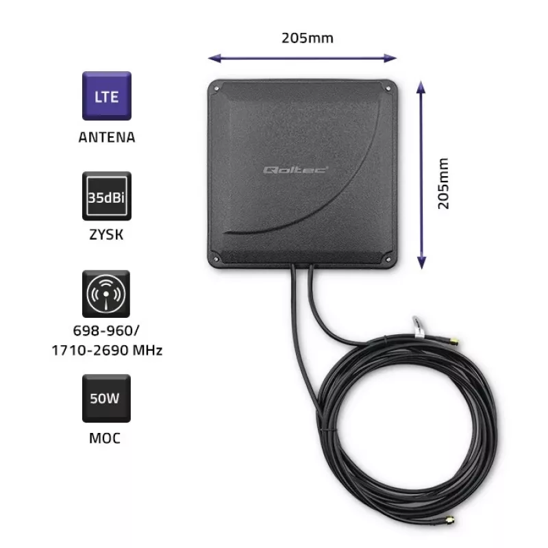Antena externa 4G LTE Dual-MIMO QOLTEC 57041 35 dBi 50 W
