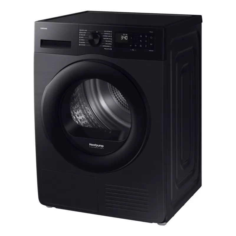 Samsung Secadora DV90DG52A0ABLE, negra, SpaceMax, Hygiene-Pflege, 9 kg, A+++, Bomba de calor, Negro