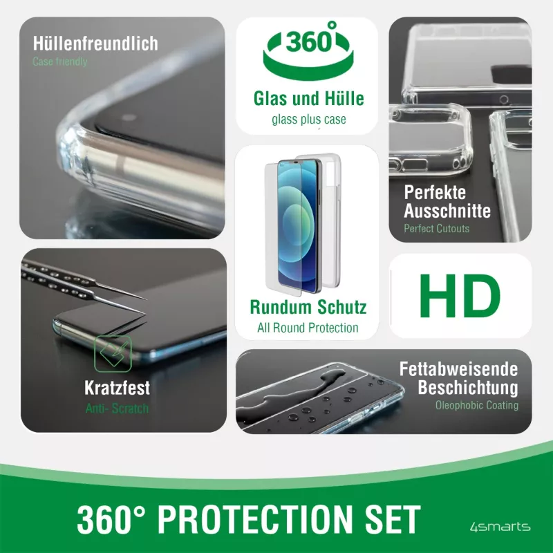 Funda para móvil 4smarts 360° Starter Set Transparente 11,9 cm (4,7