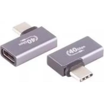 ShiverPeaks BS13-60001 adaptador USB4 USB-C macho a USB-C hembra, acodado 90° izquierda/derecha