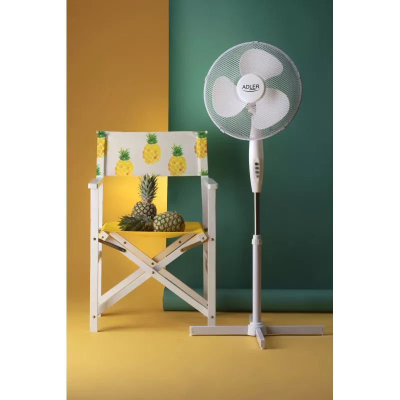 Adler | AD 7305 | Ventilador de pie | Blanco | Diámetro 40 cm | Número de velocidades 3 | Oscilación | 45 W
