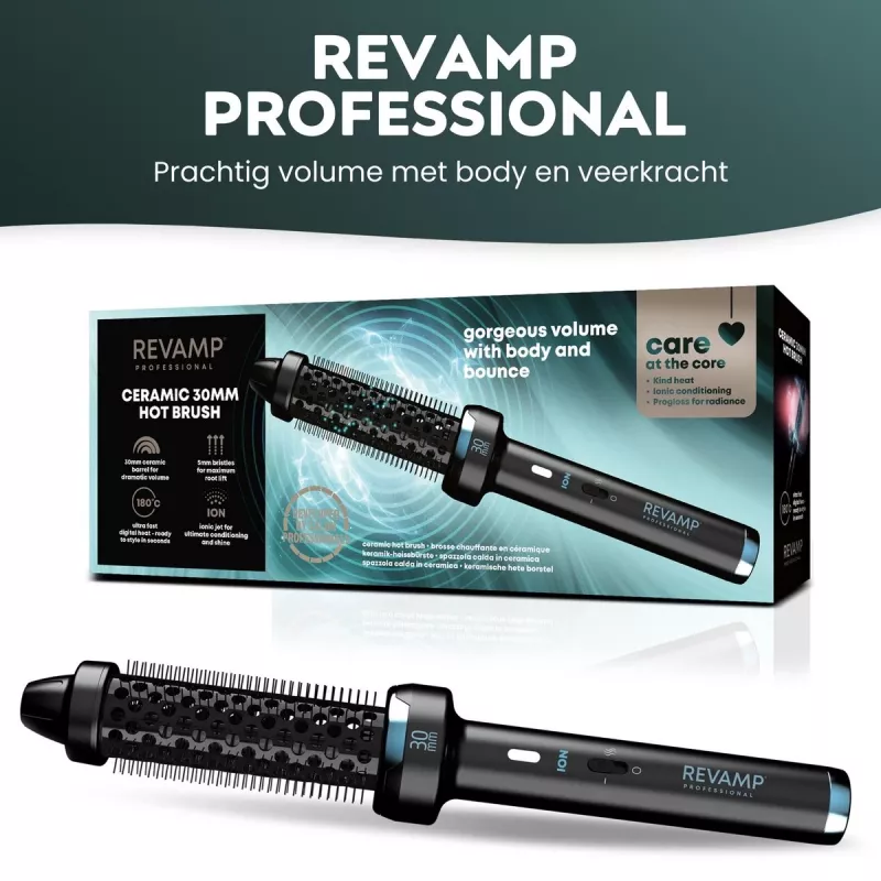 Cepillo térmico Revamp BR-1300A-EU Ceramic Ionic 30mm – cepillo de peinado con calor para el pelo