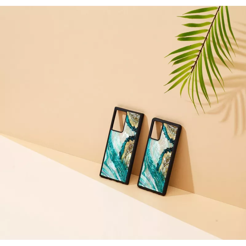 Funda protectora iKins para Samsung Galaxy Note 20 — diseño ágata aguamarina