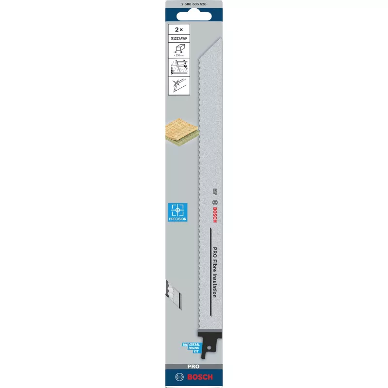 Hojas de sierra de sable Bosch Precision for Fibre Insulation S 1213 AWP, 300 mm, 2 uds.