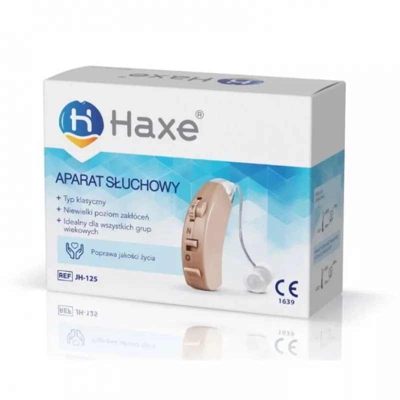 Amplificador de sonido in-ear Haxe JH-125, recargable, beige, 4 niveles de volumen, ganancia 45 dB