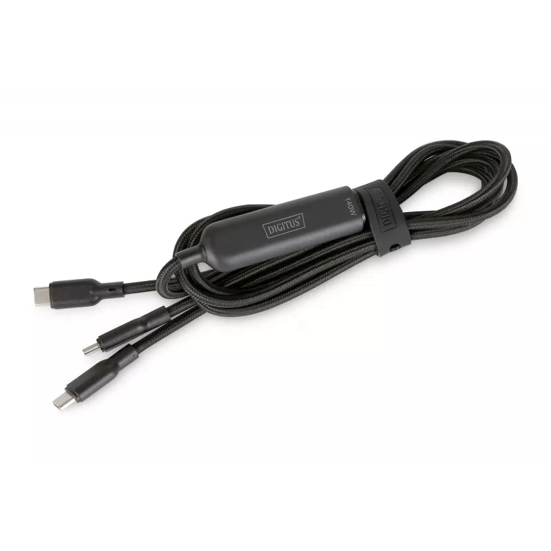 Cable de carga DIGITUS USB-C 2en1 140W, USB-C a 2×USB-C, 1,8 m, USB 2.0, negro