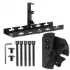 Maclean MC-105 B organizador de cables para debajo del escritorio, acero/ABS, 400 mm, montaje con abrazadera para tableros de 5–50 mm, carga máx. 5 kg, negro