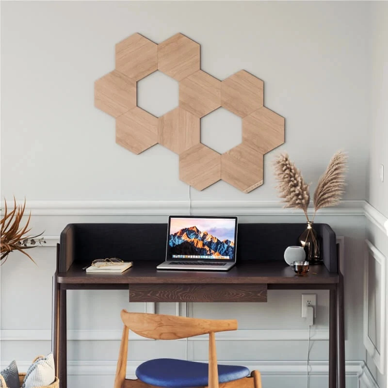 Iluminación ambiental Nanoleaf Elements Acabado madera Hexágono Paquete de ampliación 3 uds.