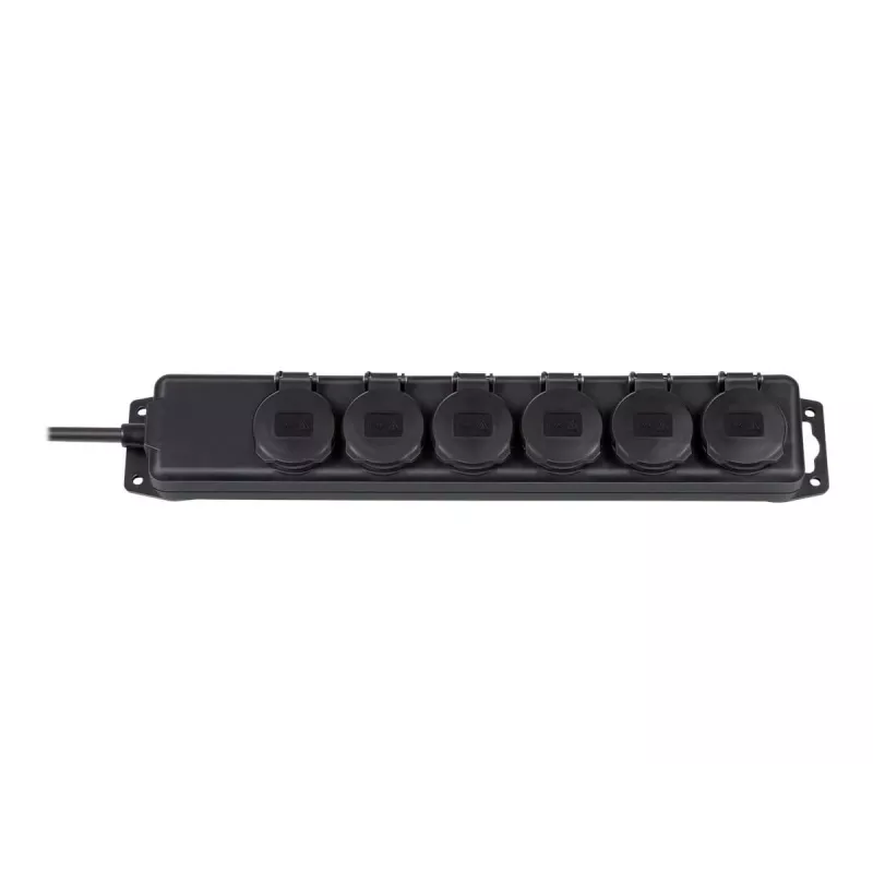 Regleta de enchufes IP44 6 tomas negro 2 m H07RN-F 3G1,5 (1159970)