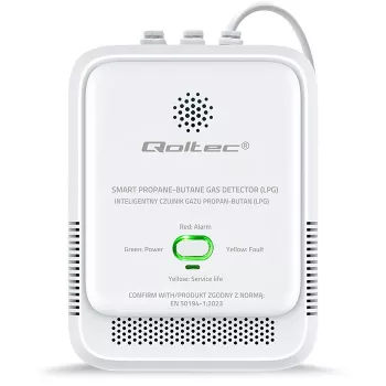 Sensor de fugas de gas QOLTEC 52652 — detector de propano/butano (GLP), alarma 85 dB, indicador LED