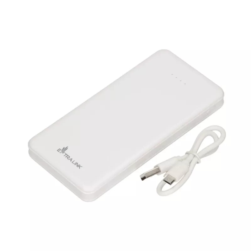 Batería portátil Extralink EPB-078W 10000 mAh blanca, USB-C, salida de 10 W, carga hasta 2 dispositivos