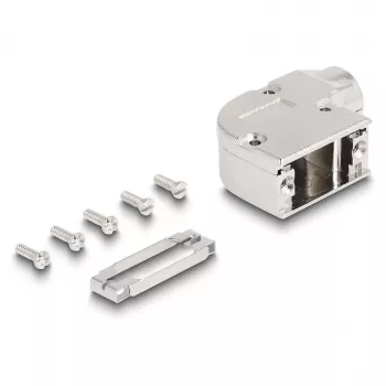 DELOCK pasacables carcasa D-Sub para conector macho/hembra de 9 pines con ángulo metálico 90° en ángulo, plata, 33×47×16 mm