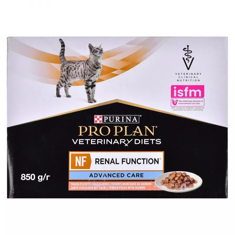 Comida húmeda para gatos Purina Nestlé NF Renal Function Feline Salmon 10 x 85 g dieta veterinaria