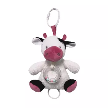Carillón TULILO modelo vaca, acabado blanco-burdeos, 18 cm