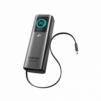 Batería externa CANYON con cable integrado OnPower 265 20000mAh 165W aluminio gris oscuro