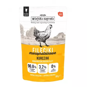 WIEJSKA ZAGRODA Filetes monoproteicos de pollo - Comida húmeda para gatos - 85g