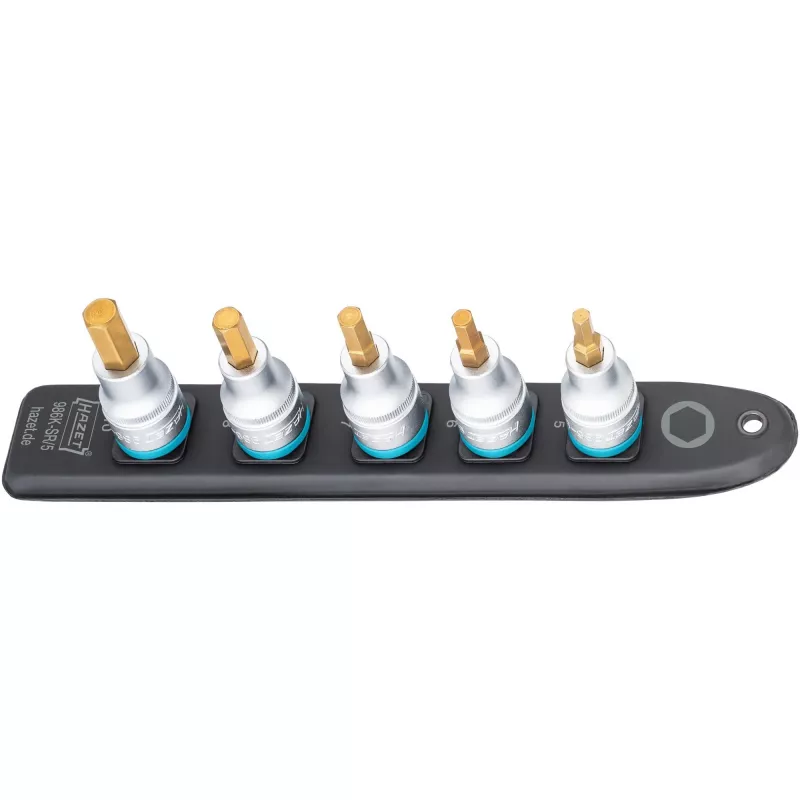 Juego de vasos hexagonales Hazet 986K-SR/5, 5 piezas, medidas 5–10 mm