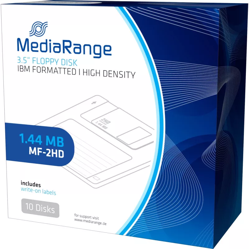 Disquetes MediaRange MR200 de 3,5 pulgadas 1,44 MB, 10 uds., negros