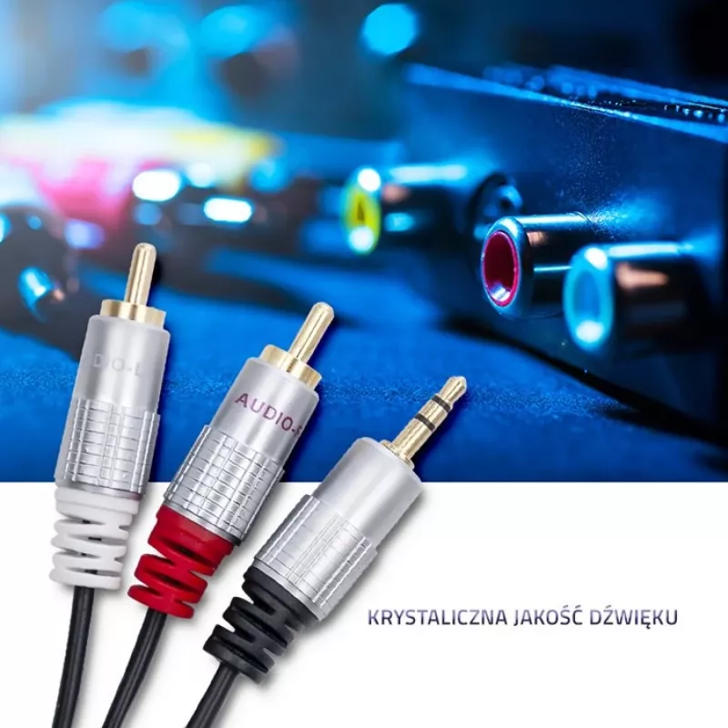 Cable de audio Qoltec 52339 1 m 2x RCA 3,5 mm Negro