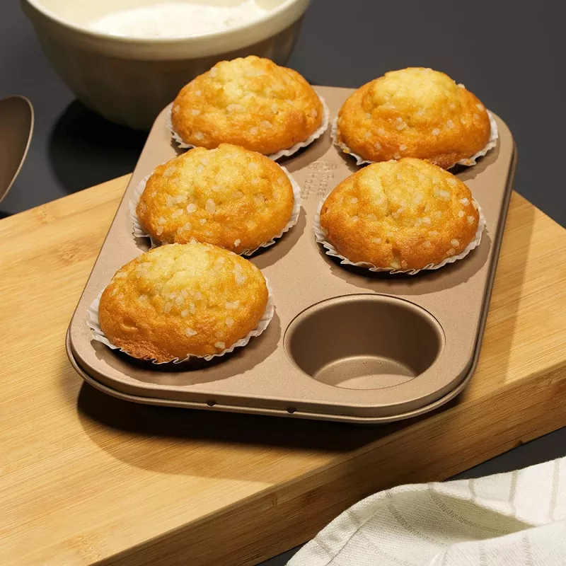 Máquina de muffins Russell Hobbs RH02151GEU7 dorada antiadherente, máquina eléctrica de muffins para encimera