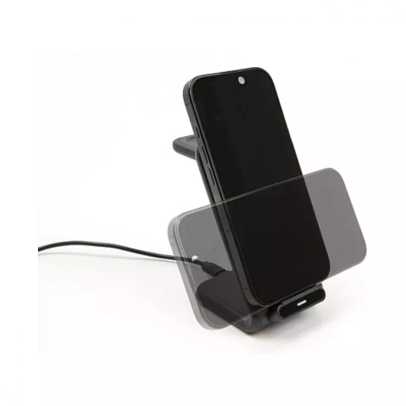 DELOCK 66941 Cargador inalámbrico 3 en 1 para smartphone smartwatch auriculares USB Type-C 15 W interior negro