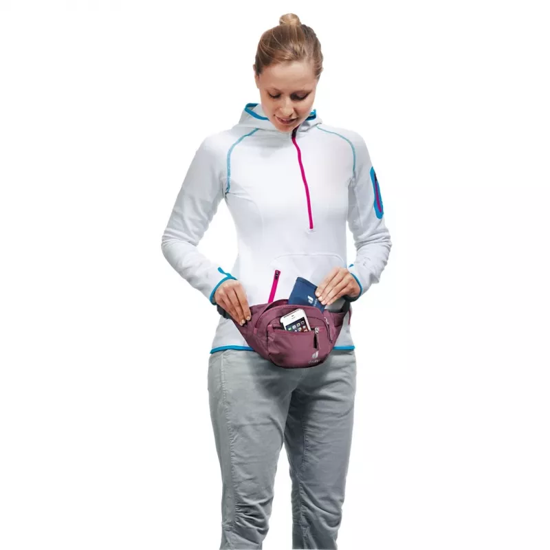 Riñonera DEUTER Belt I — poliamida ripstop, 1,5 L, 230×70 mm, roja