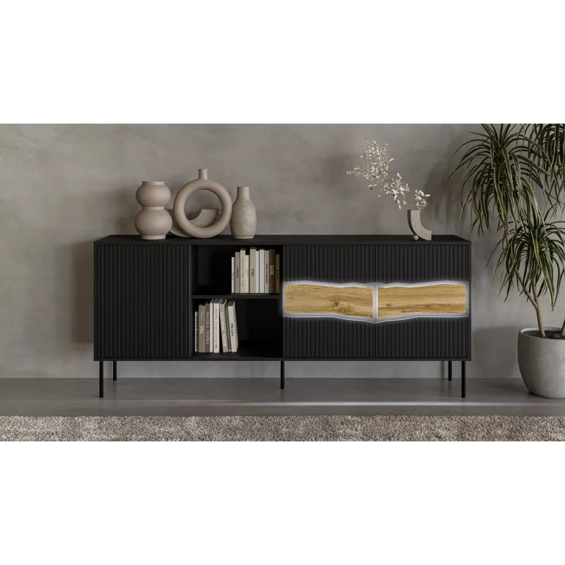 Cómoda Cama INSERTO 3D1W 190x40x80 negra + LED
