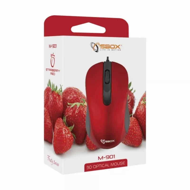 Sbox M-901 ratón óptico rojo