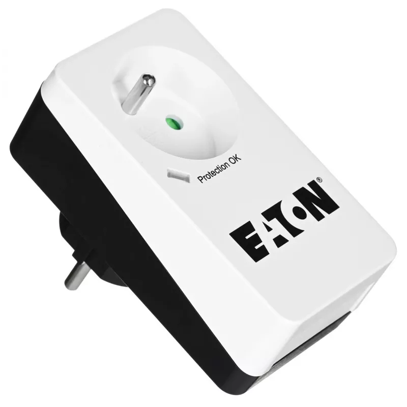 Caja de protección contra sobretensiones Eaton Protection Box 1 FR — 1 toma Type-E, 220–250 V, 16 A, 4000 W, negra, compacta