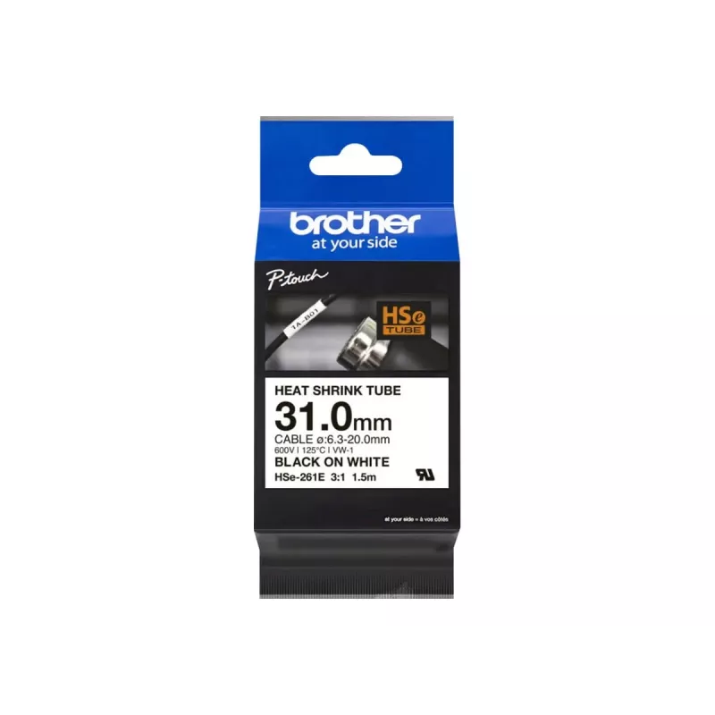 Cinta de impresora Brother HSe-261E negra 3,1 cm x 1,5 m
