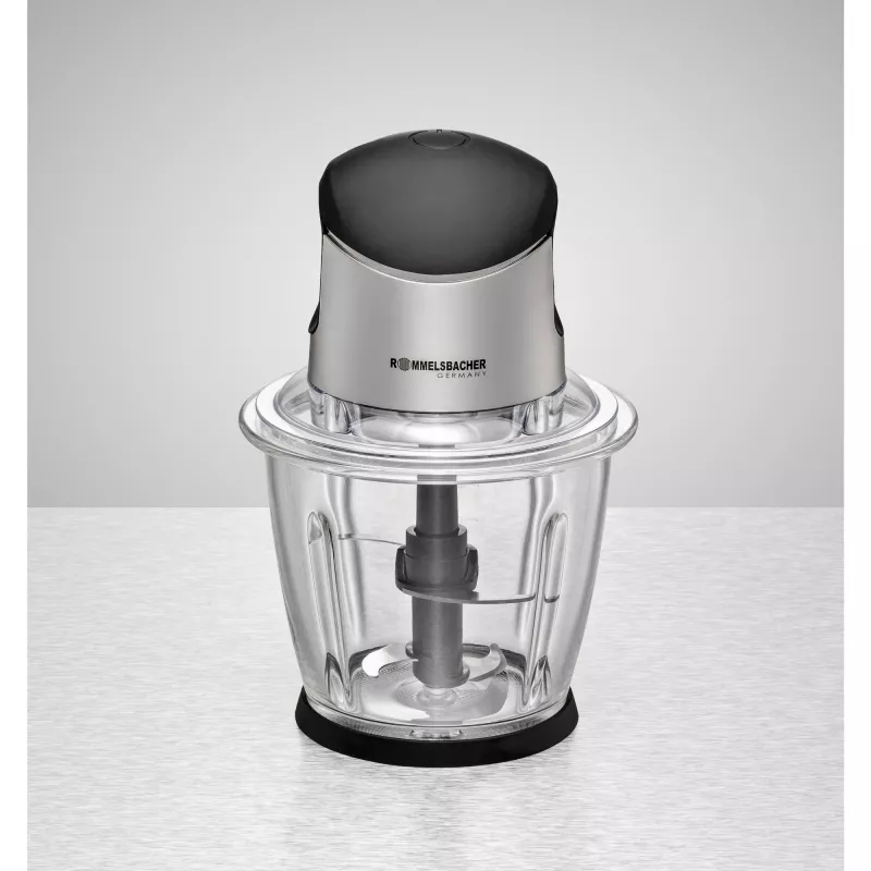 Picadora eléctrica Rommelsbacher MZ 500 — 1,5 L, 500 W, Acero inoxidable negro