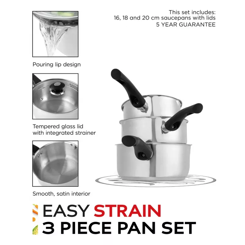 Russell Hobbs RH00542EU7 Easy Strain juego de 3 cazos