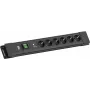 Regleta de enchufes Bachmann CONNECTUS con 6×CEE 7/3, 1×SPD-Plus protección contra sobretensiones, 1×interruptor, cable de 2,0 m, negro
