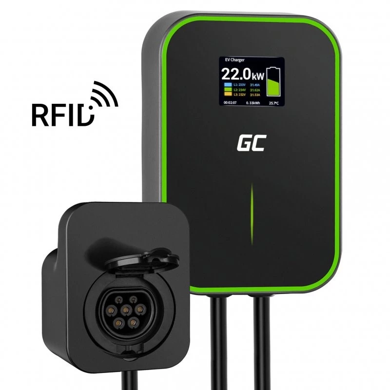 GREEN CELL WALLBOX EV POWERBOX 22KW CON TOMA DE CORRIENTE Y RFID