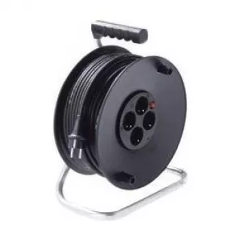 Cable alargador de corriente Bachmann 392.181 50m 4 tomas de corriente negras