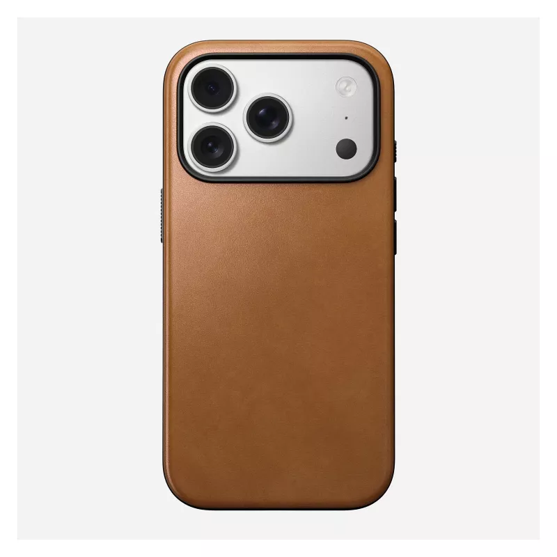 Funda para móvil Nomad Modern Leather Case para iPhone 17 Pro, 16 cm (6,3 pulgadas), tan, Cuero y PC/TPU