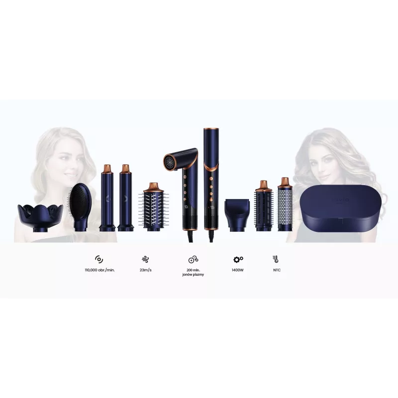Secador de pelo y rizador multistyler Lovio LVHS001BL con función combinada de aire caliente y estilismo