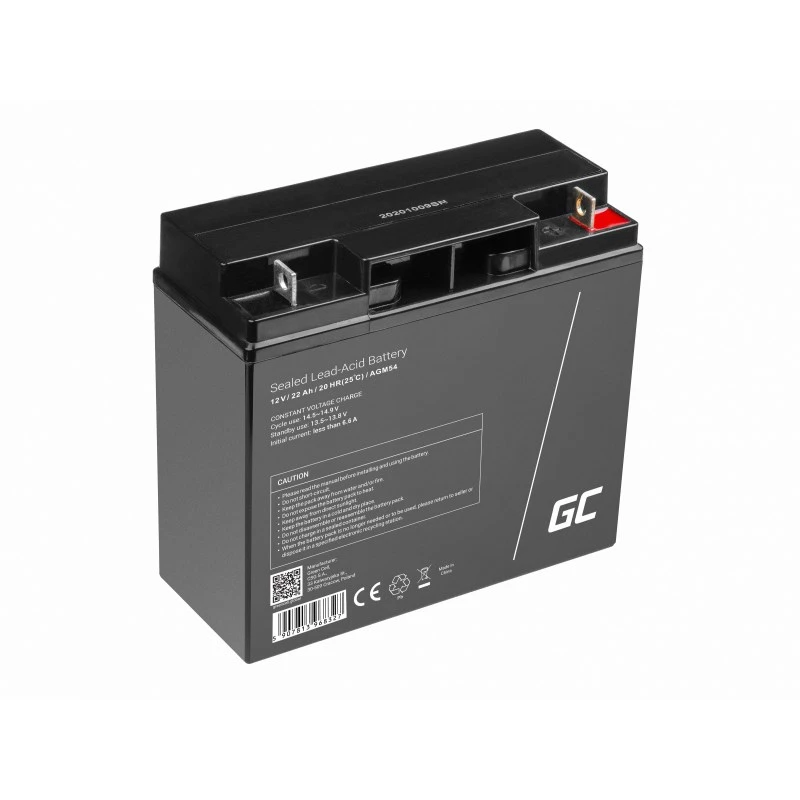Batería de coche Green Cell AGM54 12V 22Ah AGM sin mantenimiento, 167×77×181 mm, 5,6 kg
