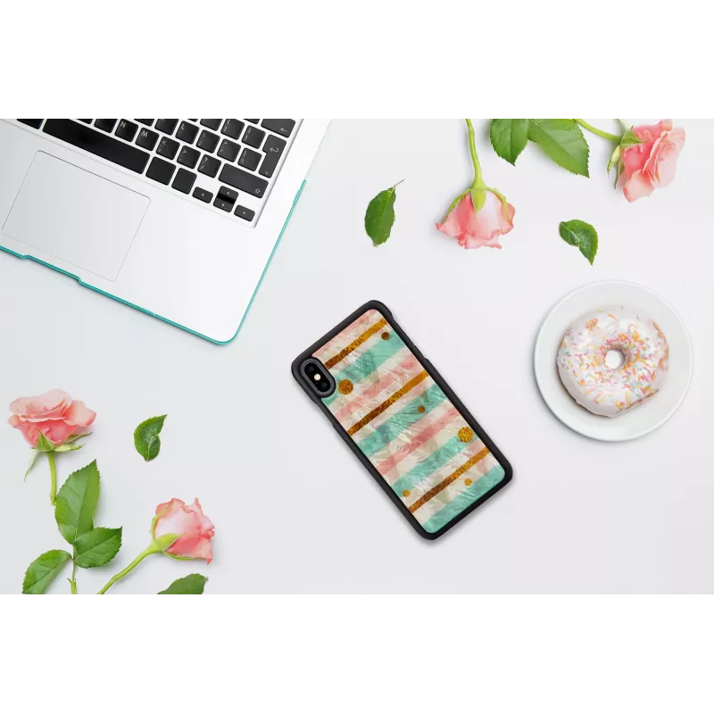 Funda protectora para smartphone iKins para iPhone XS Max — Pop Mint negra, carcasa rígida con bordes elevados